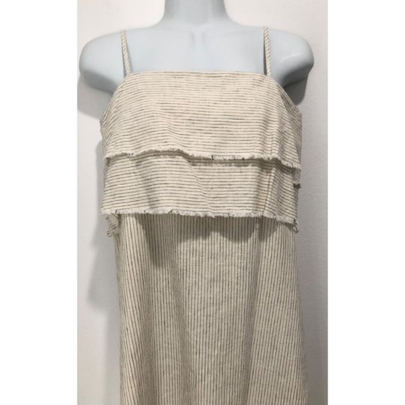 NWT ZARA OFF WHITE LINEN PIN STRIPE DRESS - Picture 2 of 7